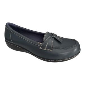 Clarks Collection Shoes Womens Size 10 XW Ashland Bubble Slip On Navy Blue